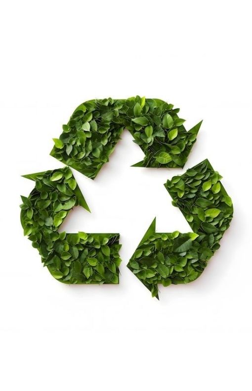 A recycle logo made of leaves