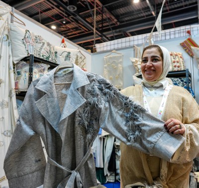 Lady showing a jacket