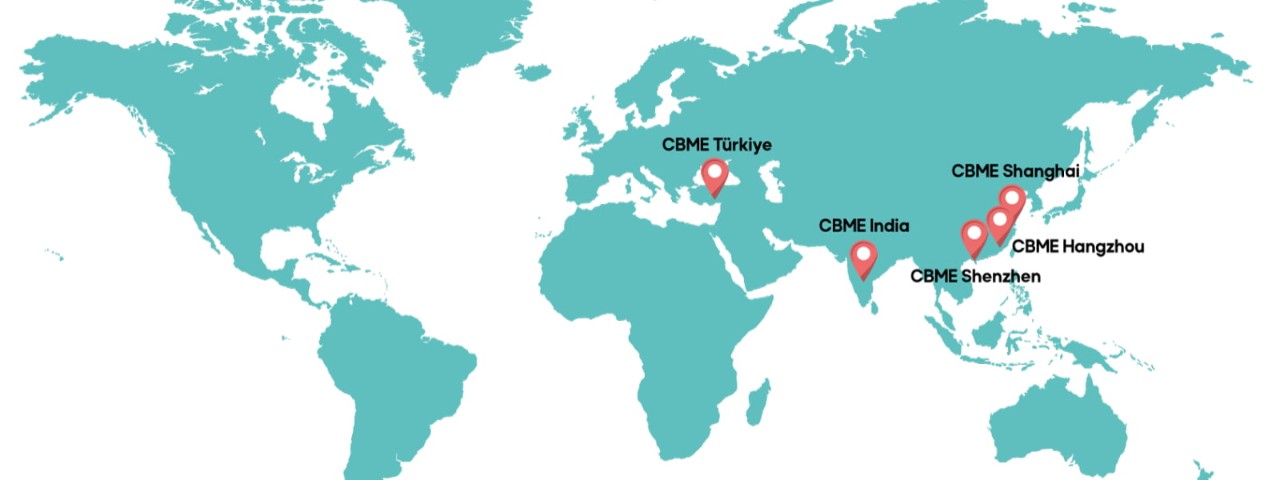 Global CBME map highlighting international locations.